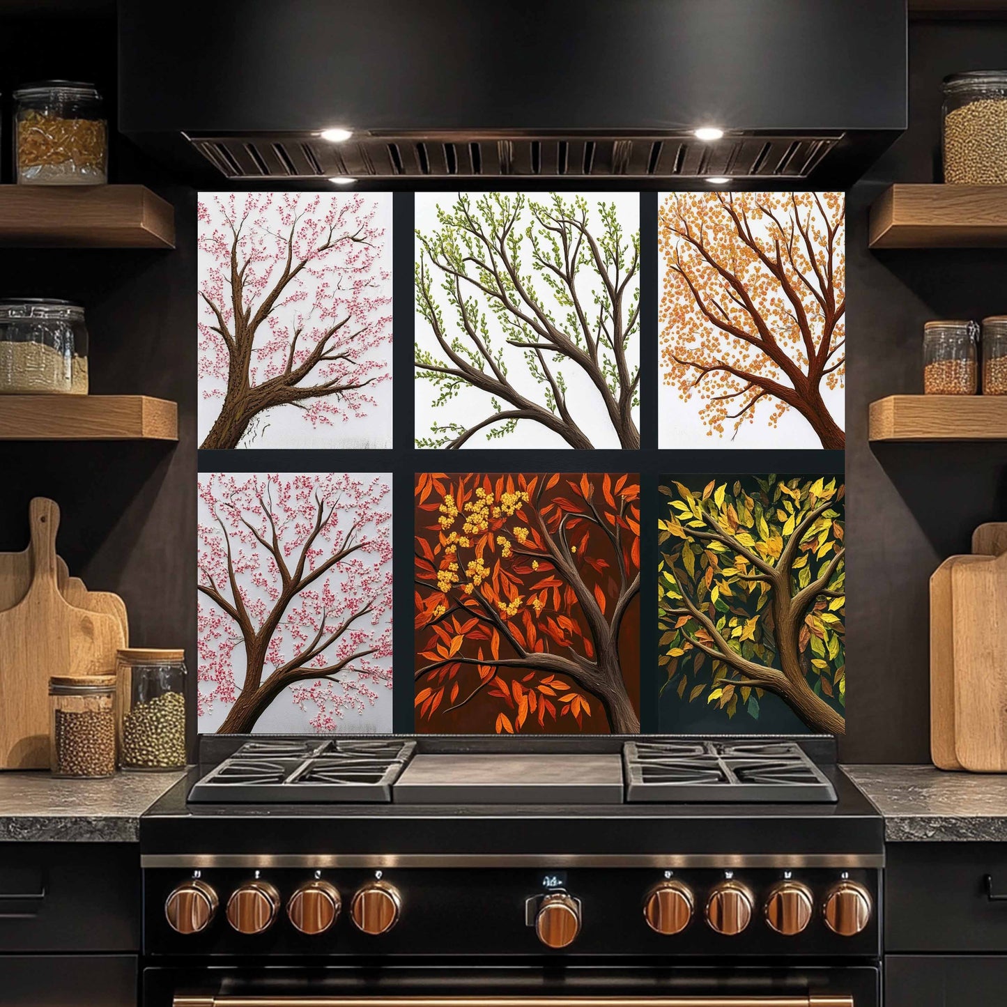 Tempered Glass Backsplash for Kitchen | Tree of Life Seasonal Art