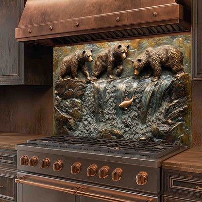 Bear Creek Copper Look – Tempered Glass Backsplash for Kitchen Stove