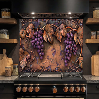 Tuscan Grape – Tempered Glass Backsplash for Kitchen | Copper Look Vineyard Backsplash