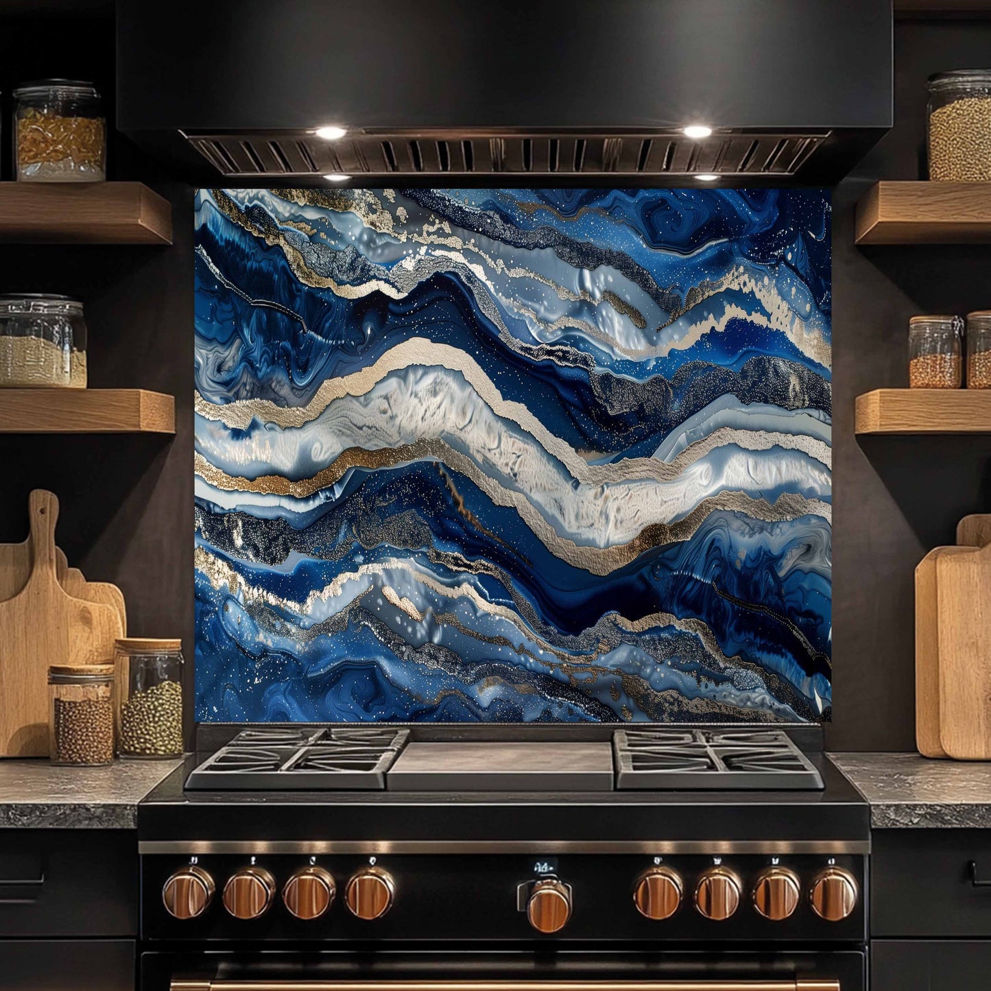 Tempered Glass Backsplash – Midnight Drift