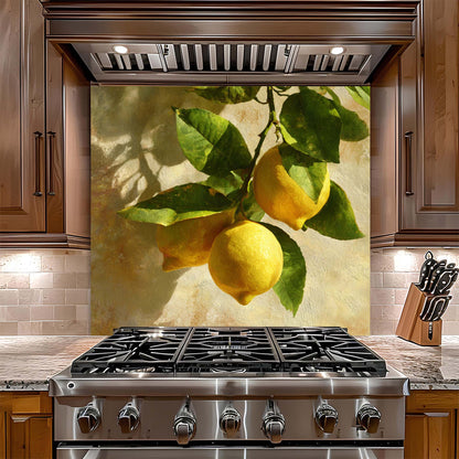 Amalfi Lemons – Tempered Glass Backsplash for Kitchen – Mediterranean Citrus Splashback