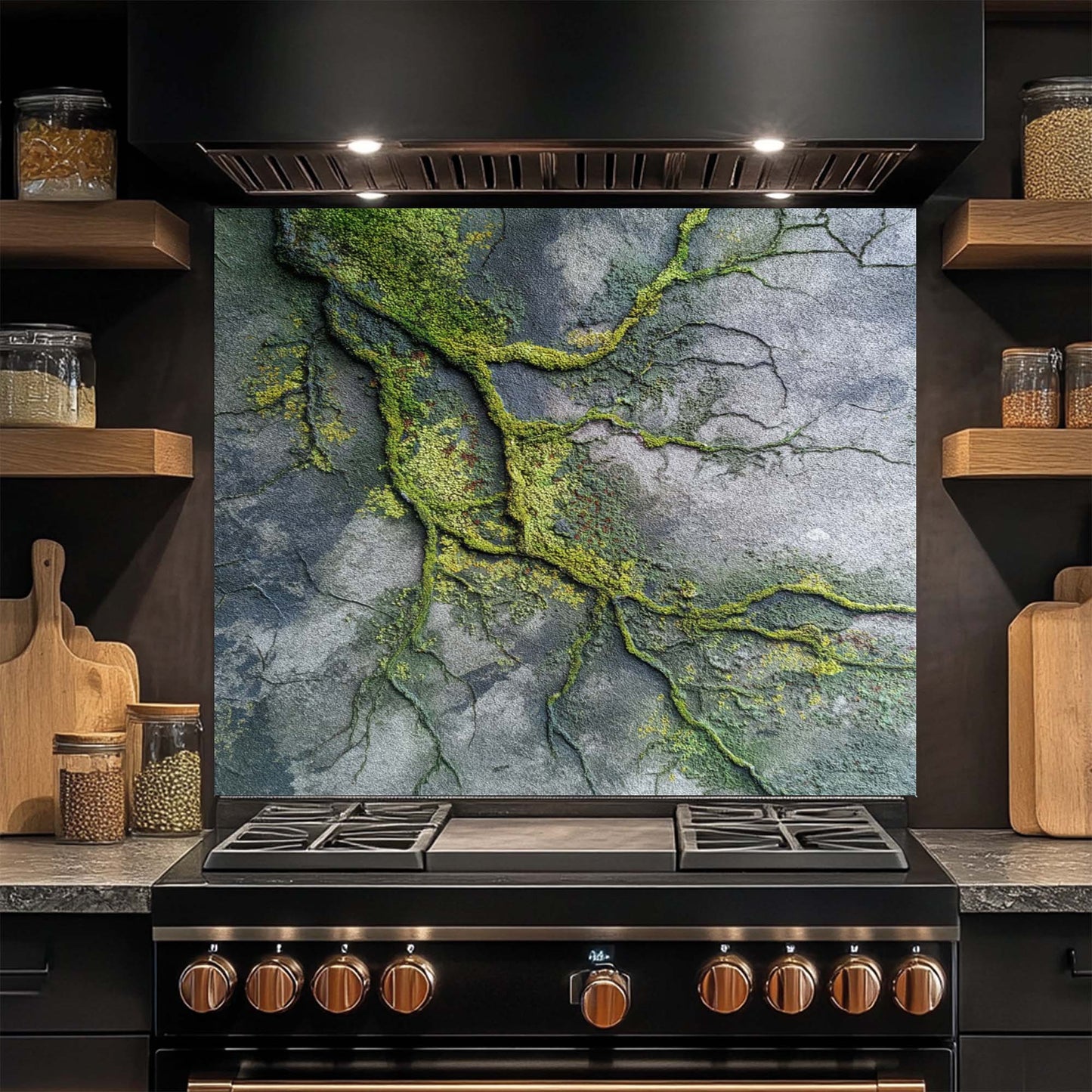 Moss Veins – Tempered Glass Backsplash for Kitchen | Organic Urban Backsplash