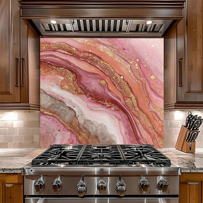 Rose Aura – Tempered Glass Backsplash for Kitchen | Elegant Onyx Inspired Backsplash