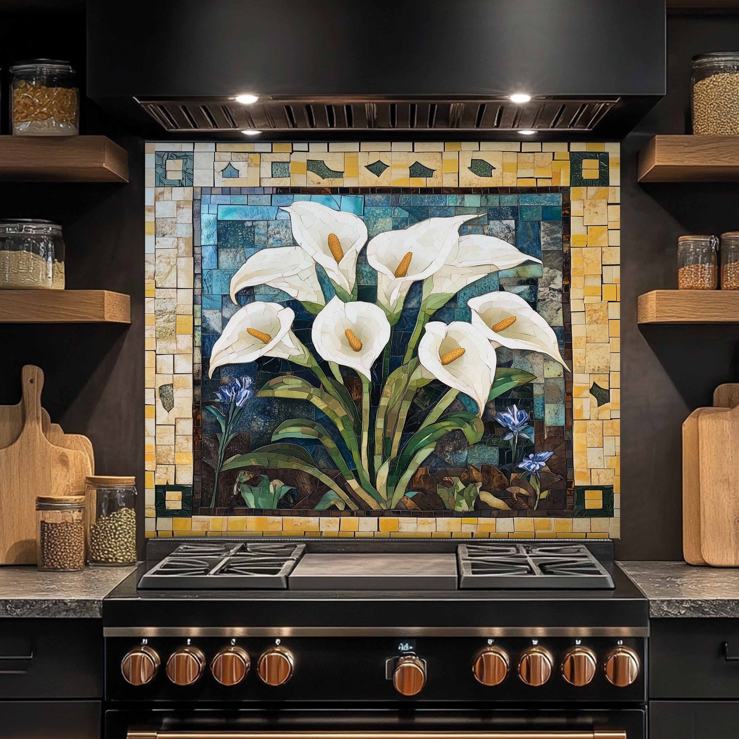 Kitchen Backsplash - Vintage Calla Tempered Glass Splashback