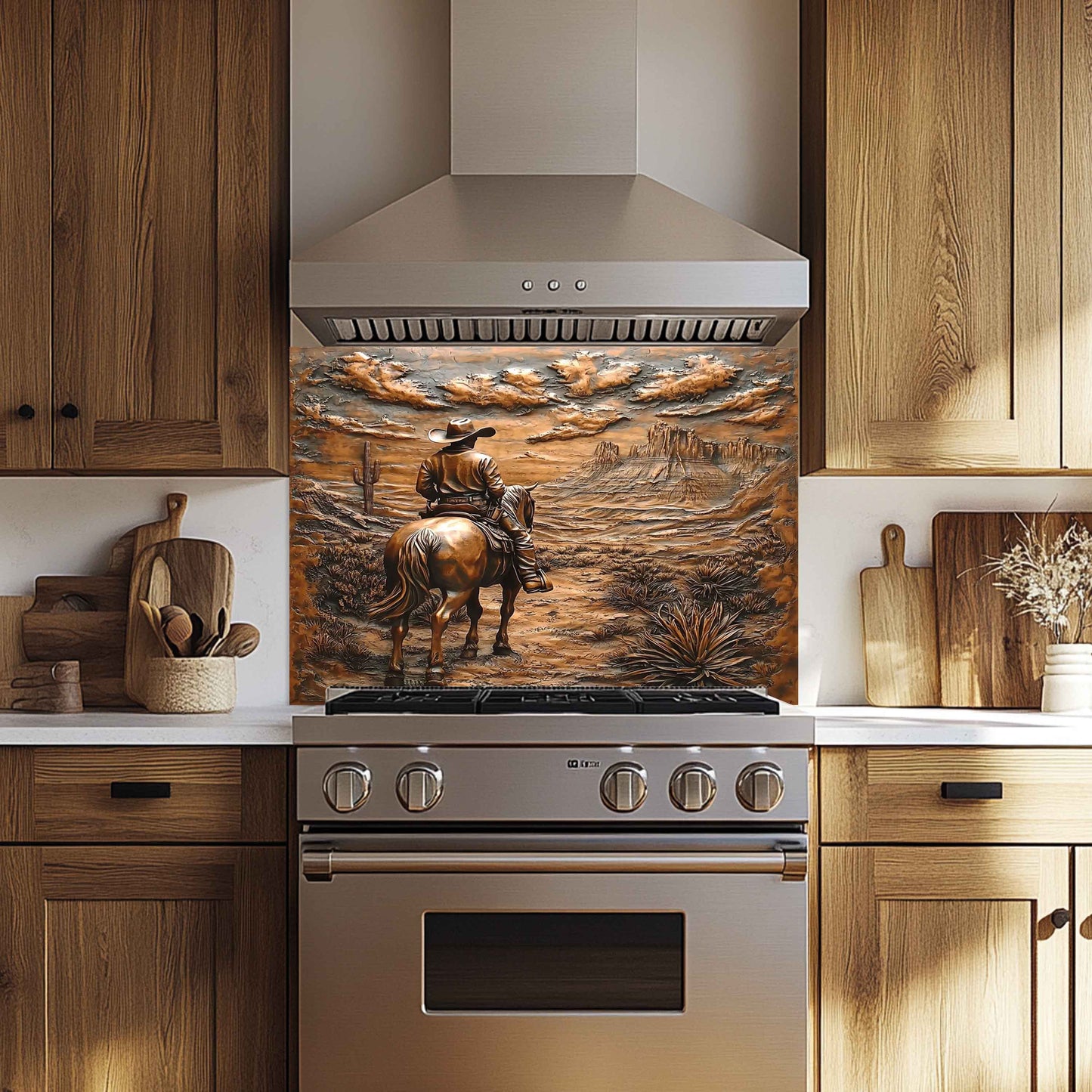 Desert Rider – Tempered Glass Backsplash for Kitchen Stove