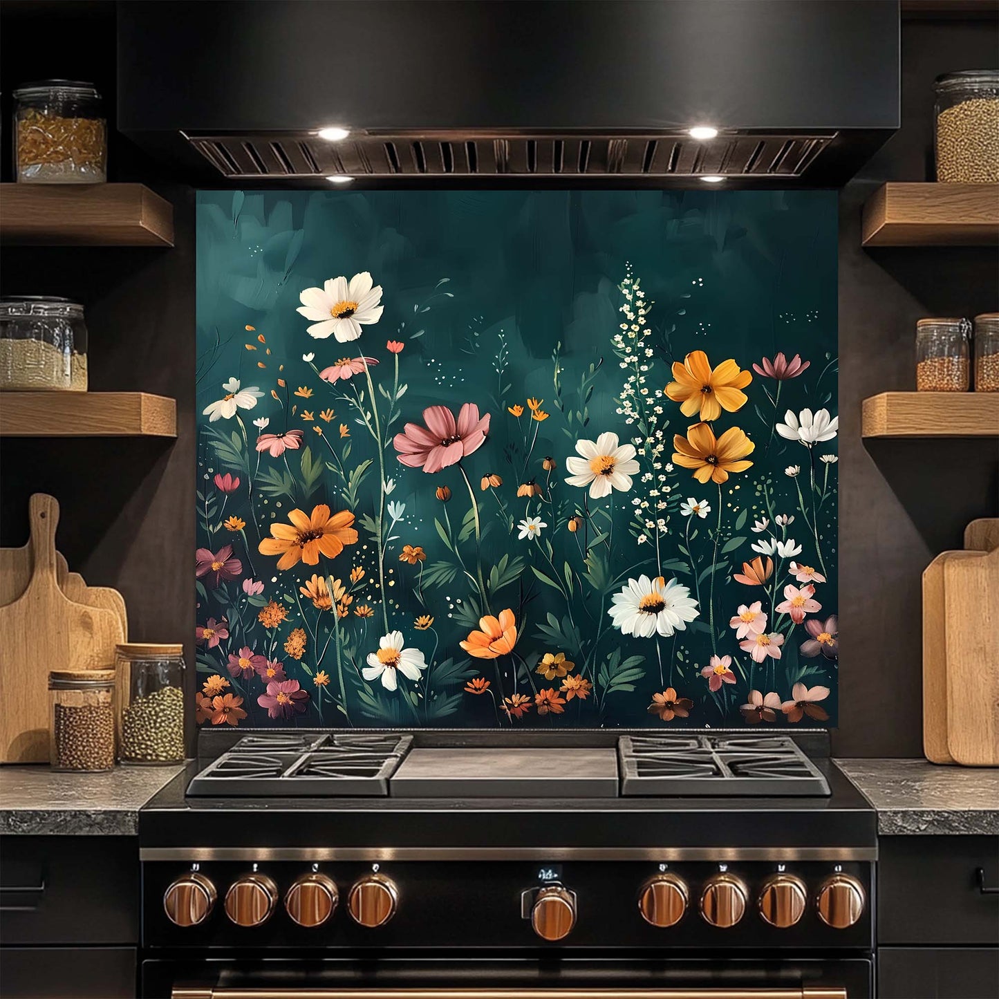 Wild Bloom – Tempered Glass Backsplash for Kitchen Stove | Wildflower Field Splashback