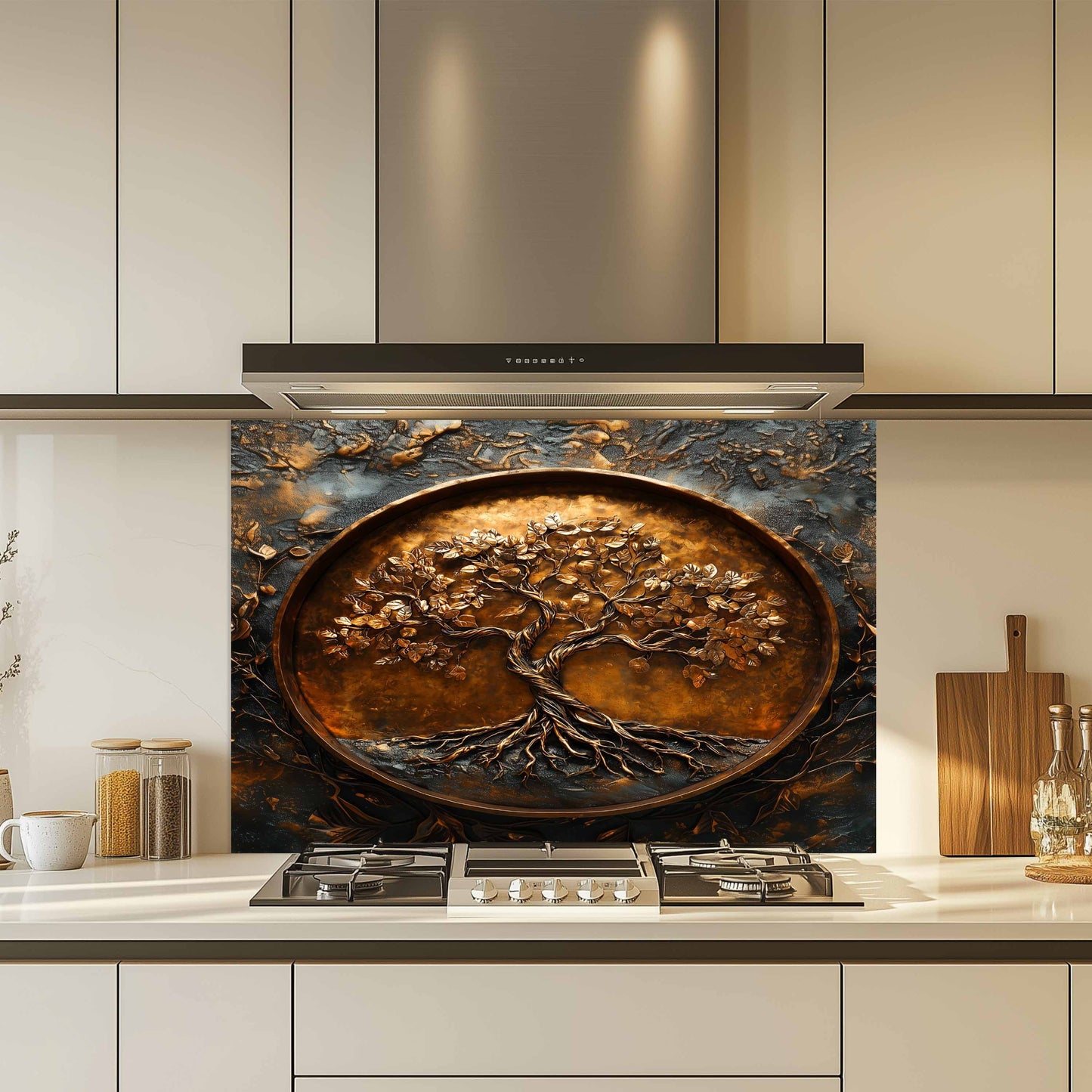 Copper Look Tree of Life Glass Backsplash – Kitchen Backsplash