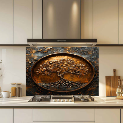 Copper Look Tree of Life Glass Backsplash – Kitchen Backsplash