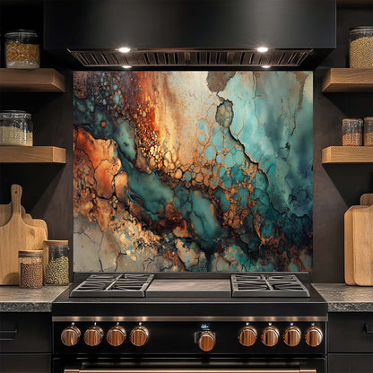 Copper Current – Tempered Glass Backsplash for Kitchen | Copper Look Backsplash
