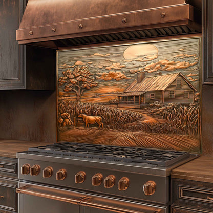 Harvest Home Tempered Glass Backsplash – Rustic Farmhouse Kitchen Backsplash Panel