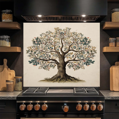 Fruit Root – Tempered Glass Backsplash for Kitchen | Botanical Tree of Life Backsplash