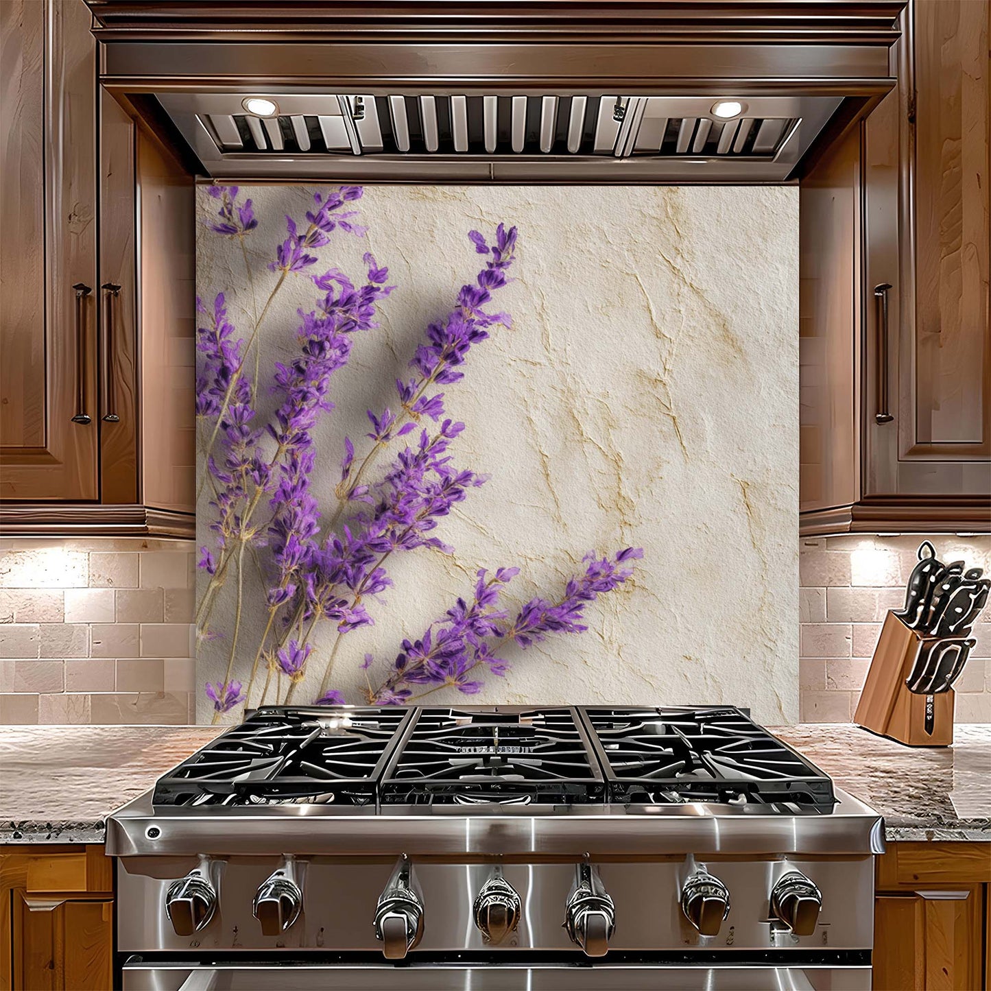 Provence Lavender – Tempered Glass Backsplash for Kitchen – Rustic Kitchen Splashback