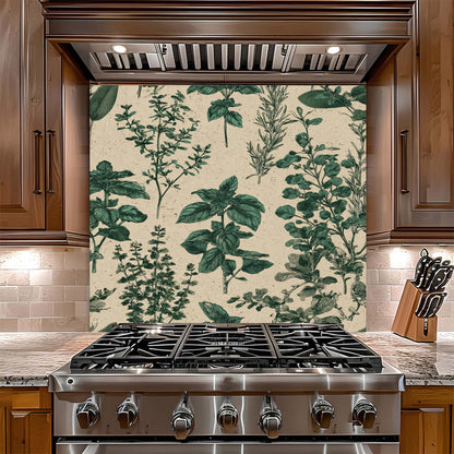 Botanical Herbs – Tempered Glass Backsplash for Kitchen – Vintage Kitchen Splashback