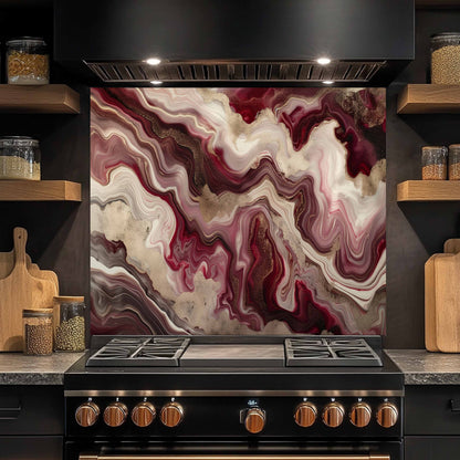 Tempered Glass Backsplash – Mocha Rose Elegance