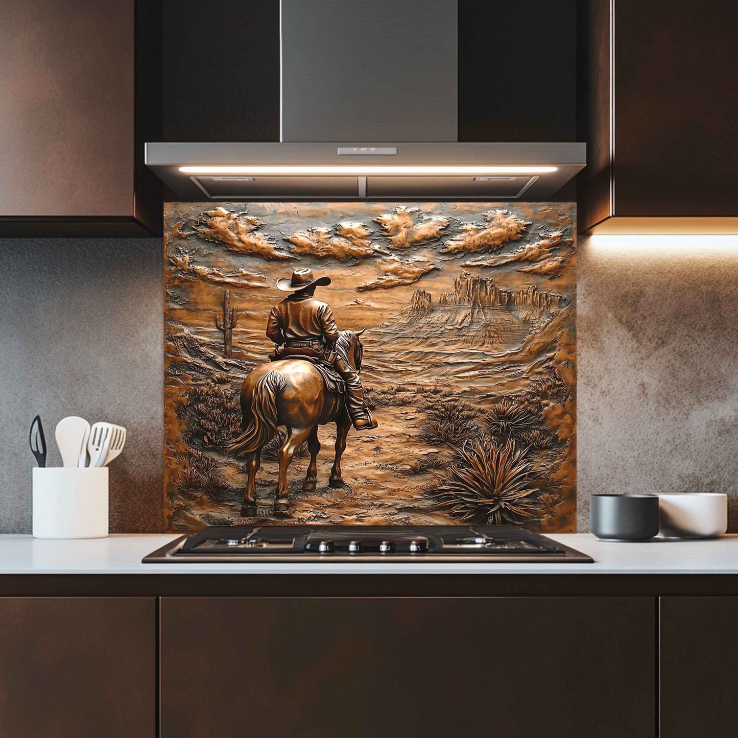 Desert Rider – Tempered Glass Backsplash for Kitchen Stove