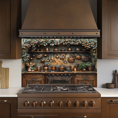 Orchard Hearth – Tempered Glass Backsplash for Kitchen Stove | Copper Look Splashback