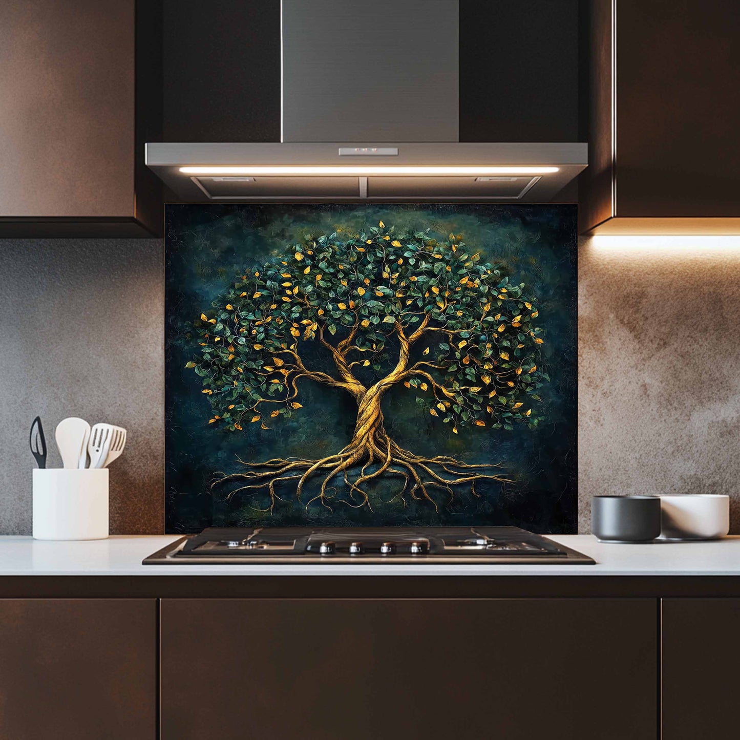 Emerald Tree Tempered Glass Backsplash – Kitchen Backsplash for Stove