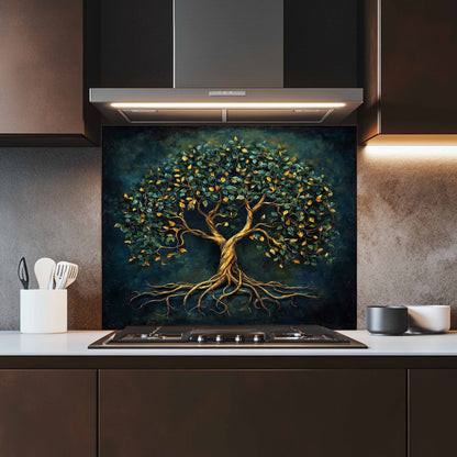 Emerald Tree Tempered Glass Backsplash – Kitchen Backsplash for Stove