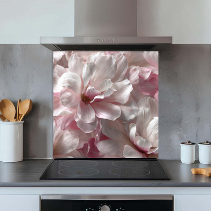 Blush Magnolia – Tempered Glass Backsplash for Kitchen – Pink Floral Kitchen Splashback