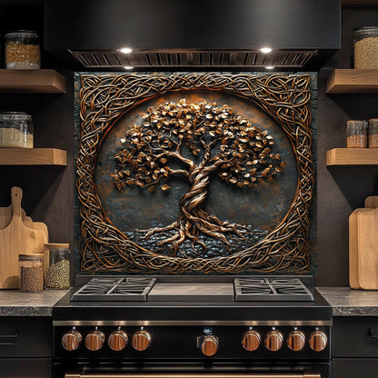Celtic Tree of Life Tempered Glass Backsplash – Kitchen Backsplash Behind Stove
