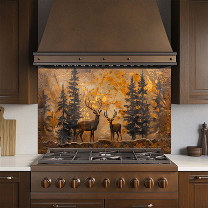 Copper Crest – Tempered Glass Backsplash for Kitchen | Stag & Forest Design Backsplash