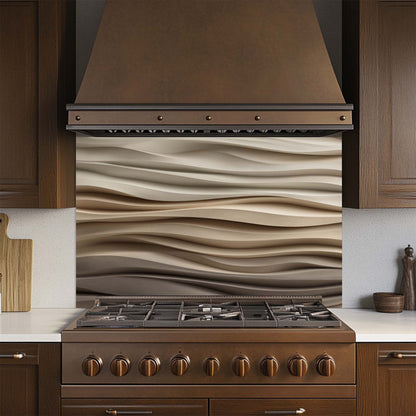 Sand Flow – Tempered Glass Backsplash for Kitchen | Neutral Earth Tone Backsplash