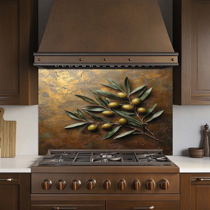 Olive Grove – Tempered Glass Backsplash for Kitchen Stove | Olive Branch Backsplash
