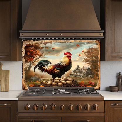 Morning Glory – Tempered Glass Backsplash for Kitchen Stove | Rustic Rooster Backsplash