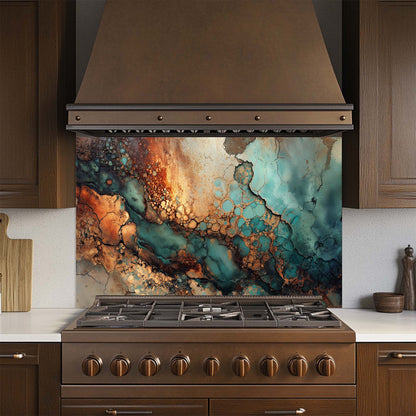 Copper Current – Tempered Glass Backsplash for Kitchen | Copper Look Backsplash