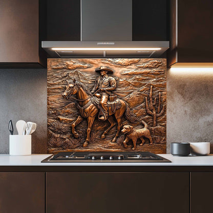Copper Look Western Tempered Glass Backsplash – Kitchen Back splash Behind Stove