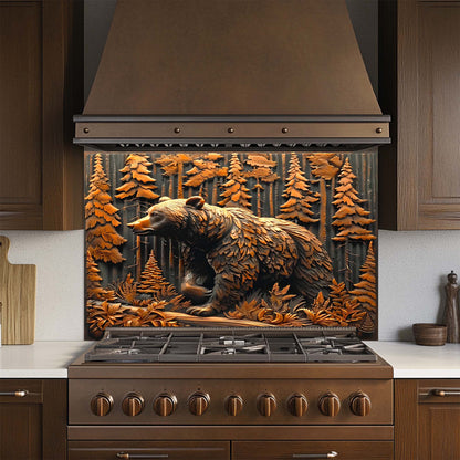 Forest Guardian – Tempered Glass Backsplash for Kitchen Stove | Copper Look Backsplash
