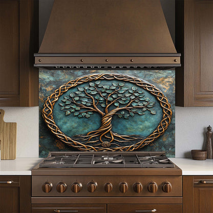Ancient Bond – Tempered Glass Backsplash for Kitchen Stove | Tree of Life Backsplash