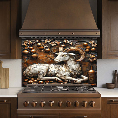 Golden Ram – Tempered Glass Backsplash for Kitchen Stove | Copper Look Ram Backsplash