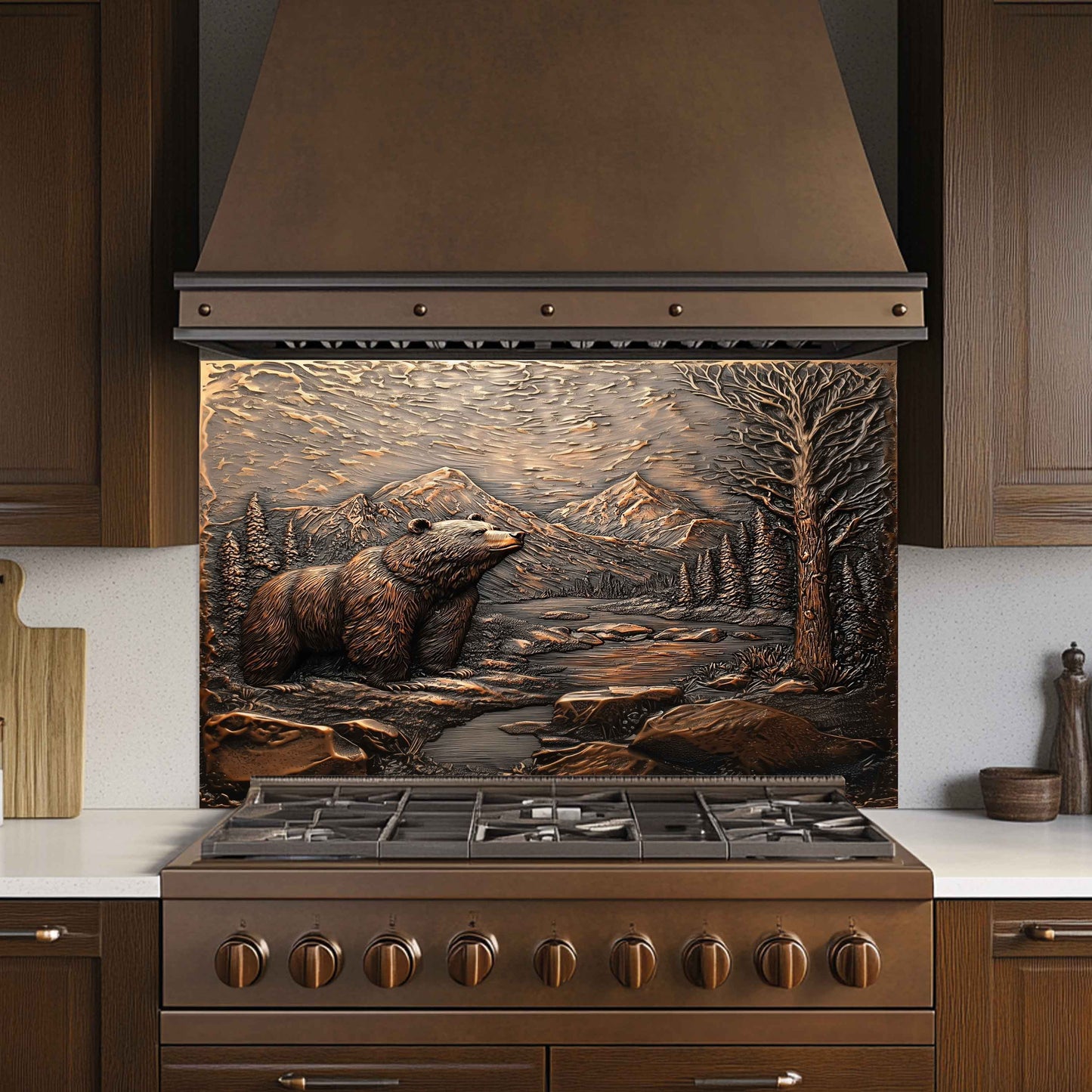 Silent Valley Tempered Glass Backsplash – Bear River Scene Kitchen Splashback