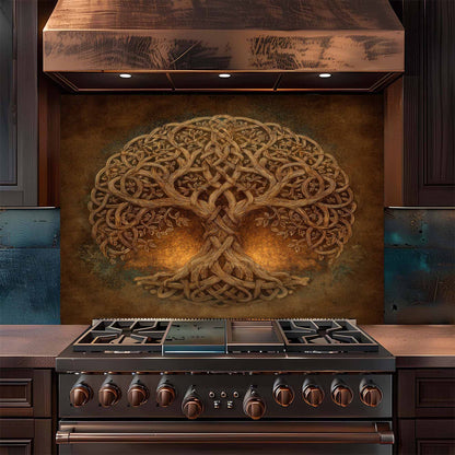 Celtic Harmony Tempered Glass Backsplash – Tree of Life Kitchen Backsplash