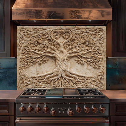 Root Harmony Tempered Glass Backsplash – Tree of Life Kitchen Backsplash