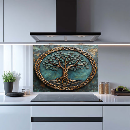 Ancient Bond – Tempered Glass Backsplash for Kitchen Stove | Tree of Life Backsplash
