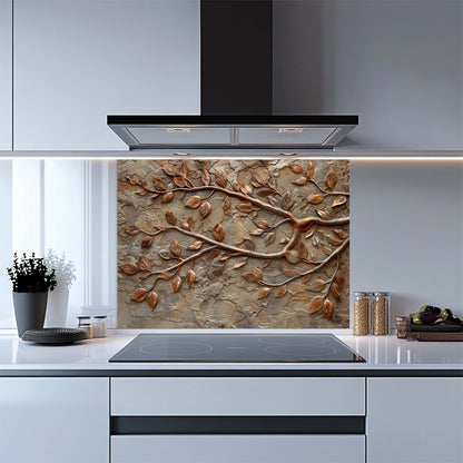 Copper Vine – Tempered Glass Backsplash for Kitchen – Copper Look Glass Backsplash