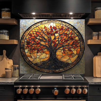Fiery Branches Tempered Glass Backsplash – Back Splashes for Kitchen