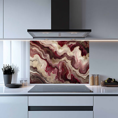Tempered Glass Backsplash – Mocha Rose Elegance