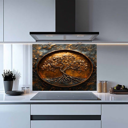 Copper Look Tree of Life Glass Backsplash – Kitchen Backsplash