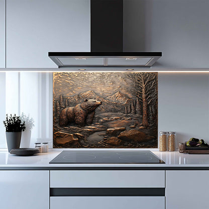 Silent Valley Tempered Glass Backsplash – Bear River Scene Kitchen Splashback