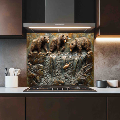 Bear Creek Copper Look – Tempered Glass Backsplash for Kitchen Stove