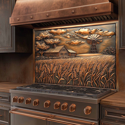 Harvest Hills Tempered Glass Backsplash – Copper Look Farmhouse Kitchen Backsplash