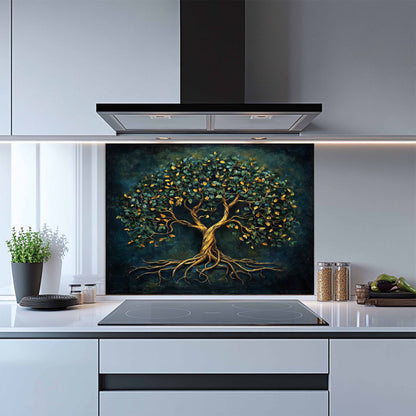 Emerald Tree Tempered Glass Backsplash – Kitchen Backsplash for Stove