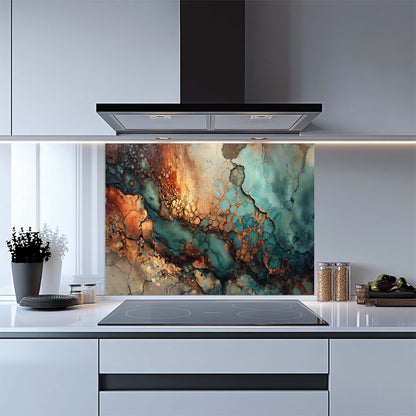 Copper Current – Tempered Glass Backsplash for Kitchen | Copper Look Backsplash