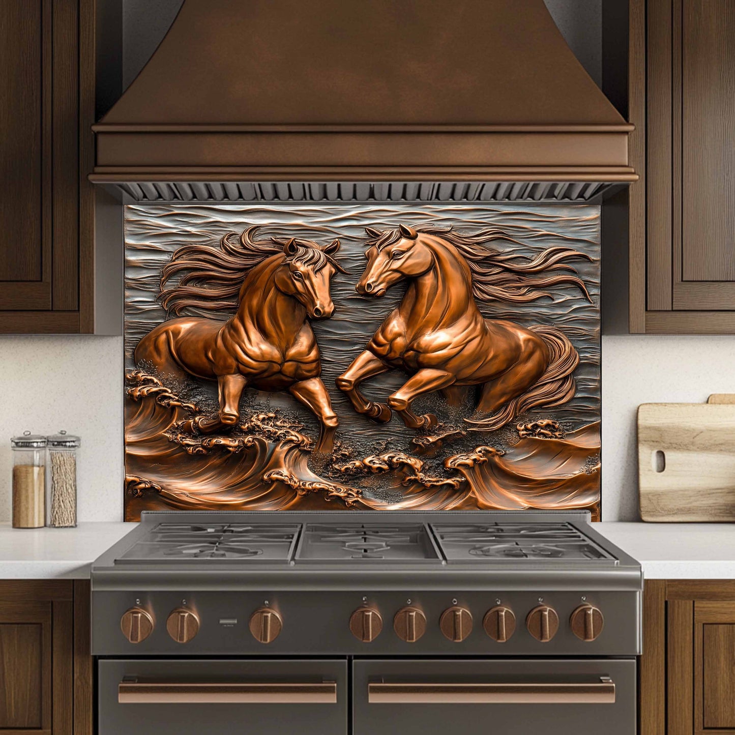 Ocean Stallions Tempered Glass Backsplash – Wild Horses Kitchen Backsplash Panel