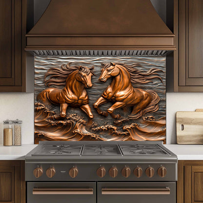 Ocean Stallions Tempered Glass Backsplash – Wild Horses Kitchen Backsplash Panel