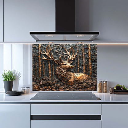 Forest Stag – Tempered Glass Backsplash for Kitchen Stove | Copper Look Backsplash