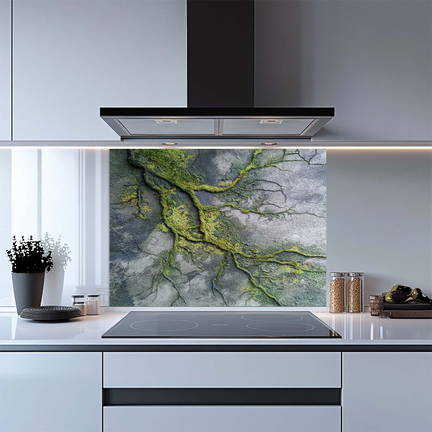 Moss Veins – Tempered Glass Backsplash for Kitchen | Organic Urban Backsplash